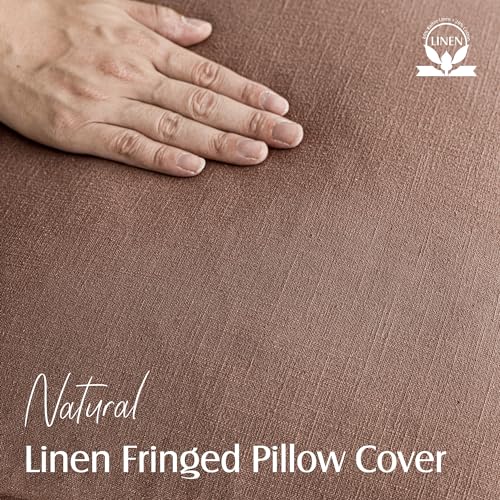 Decorative Linen Fringe Throw Pillow Covers 22×22 Inch (22" x 22" (Pack of 2) / Rust)