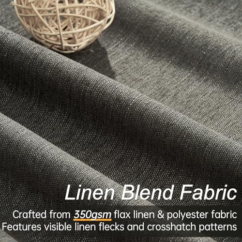 102 Inch Long Charcoal Gray Blackout Curtains for Bedroom 2 Panels Set Modern Natural Linen Back Tab Pleated Floor to Ceiling Thermal Drapes Hooks Rings 102 In Window Drapes 100% Black Out Linen (Carbon Grey / 52"W x 102"L (Pack of 2))