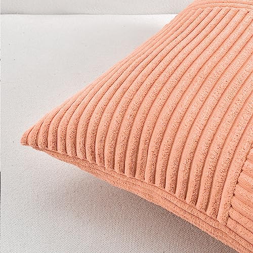 2 Packs Peach Samll Decorative Throw Pillow Covers 12x12 Inch with for Couch Bed Sofa (Peach / 12" x 12" (Pack of 2))
