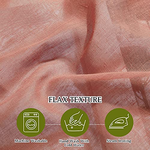 Linen Textured Semi Sheer Curtains for Large Windows (52"W x 108"L (Pack of 2) / Burnt Orange)
