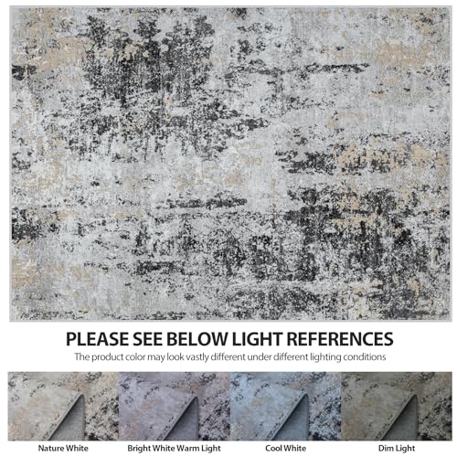 8x10 Area Rugs for Living Room Washable Bedroom Dining Room Black Grey Gold (Black Grey/Gold / 8' x 10' (Rectangular))