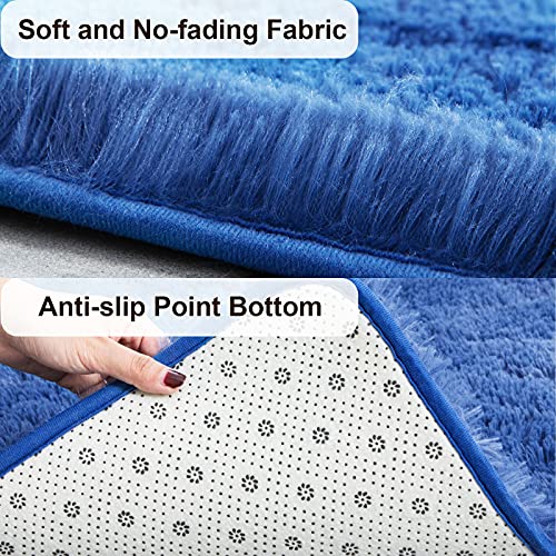 Super Soft Shaggy Rugs Fluffy Carpets 8x10 Feet (8' x 10' (Rectangular) / Indigo)