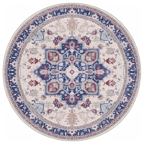 Soft Area Rugs 6' (6' (Round) / Blue & Red)
