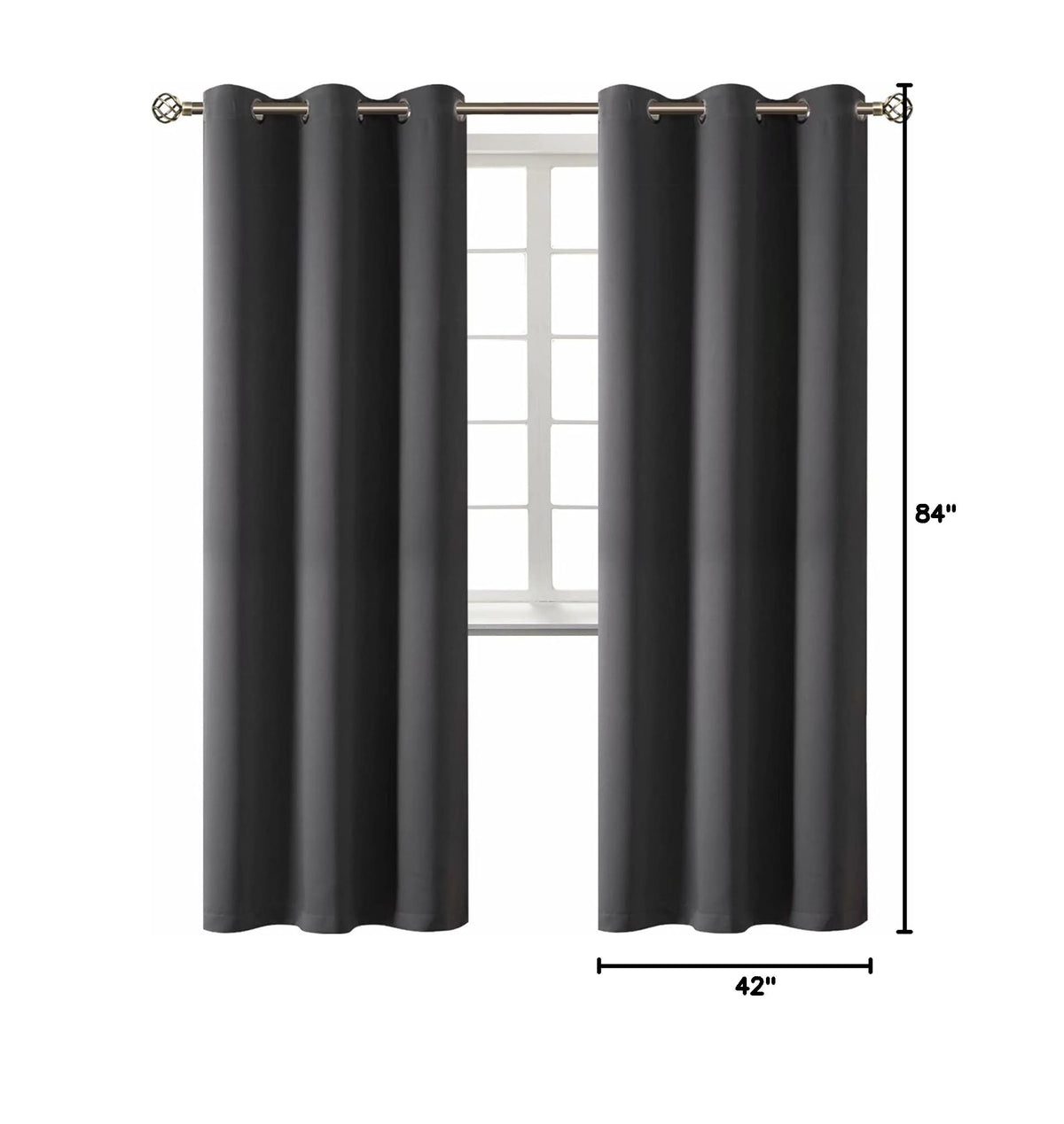 Blackout Curtains (Dark Grey / 42"W x 84"L (Pack of 2))
