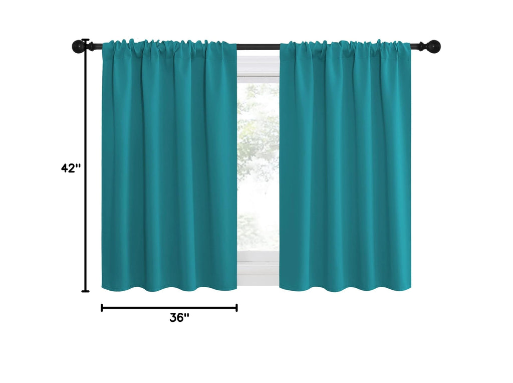 Peacock Blue Blackout Curtains Panels for Window (Peacock Blue / 42"W x 36"L (Pack of 2))