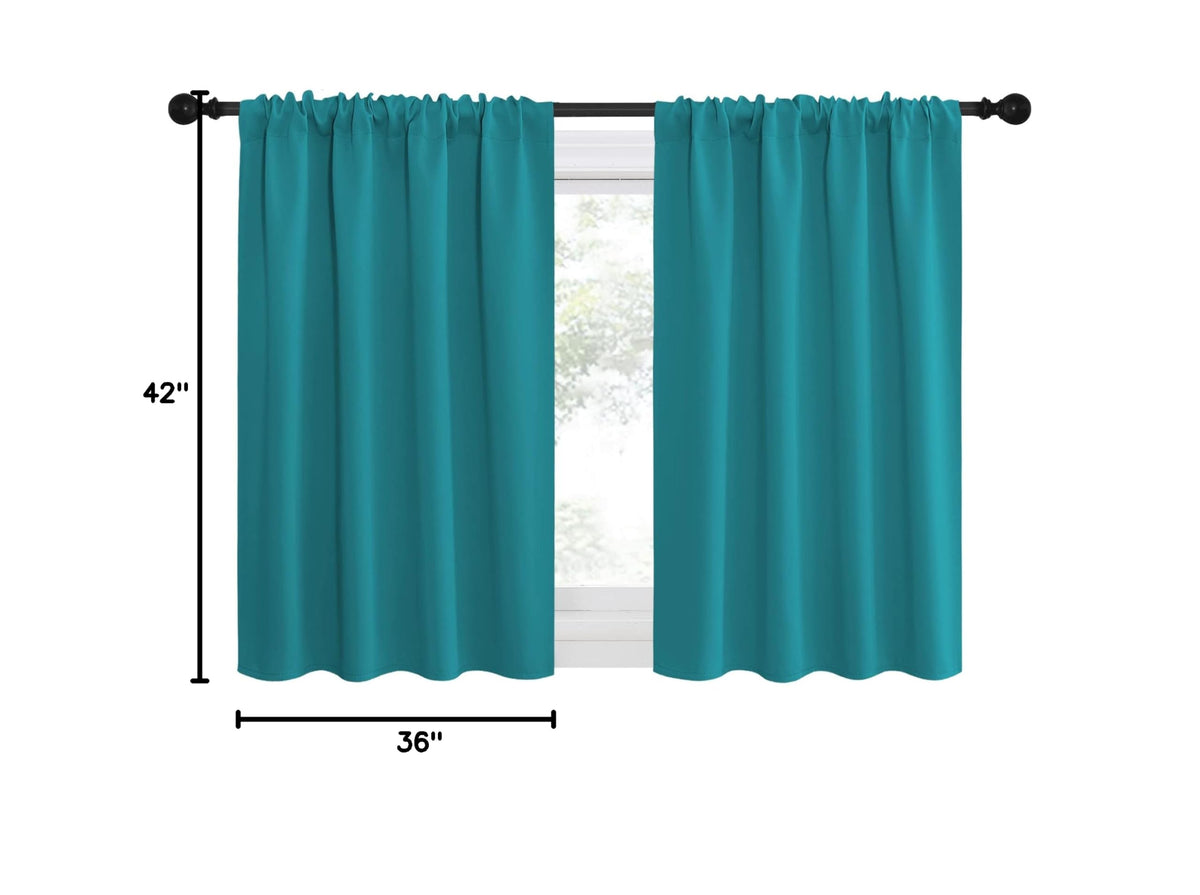 Peacock Blue Blackout Curtains Panels for Window (Peacock Blue / 42"W x 36"L (Pack of 2))