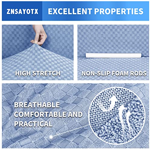 1 Piece Jacquard Chair Slipcovers for Living Room High Stretch Chair Covers with Arms Anti Slip Pets Friendly Couch Sofa Armchair Cover Furniture Protector (Small (31"-46") / Dusty Blue（see Picture）)