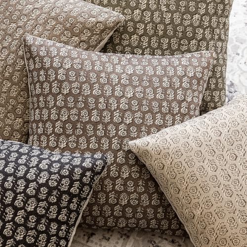 Decorative Floral Print Throw Pillow Covers 24×24 Inch (24" x 24" (Pack of 2) / Chocolate)