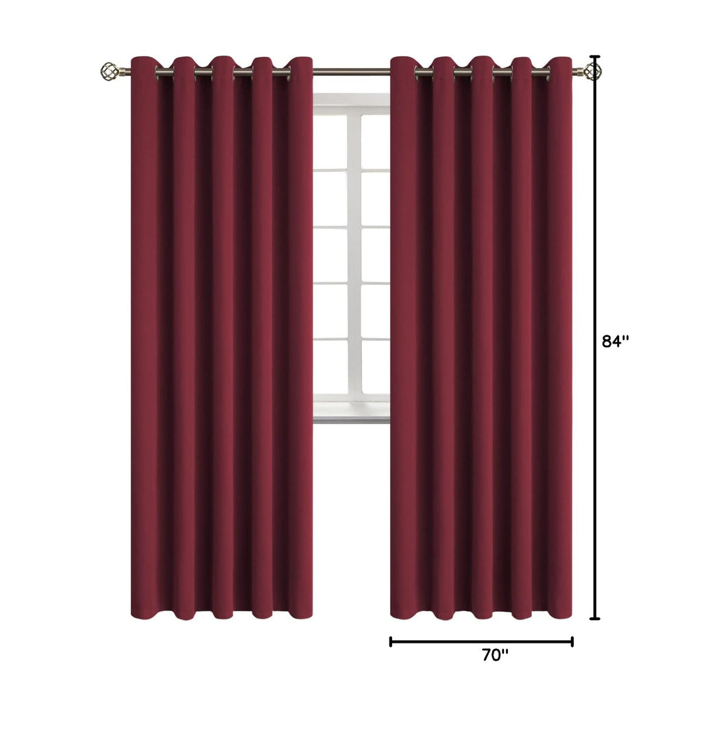 Burgundy Blackout Curtains for Living Room 84 Inch Long (Burgundy / 70"W x 84"L (Pack of 2))