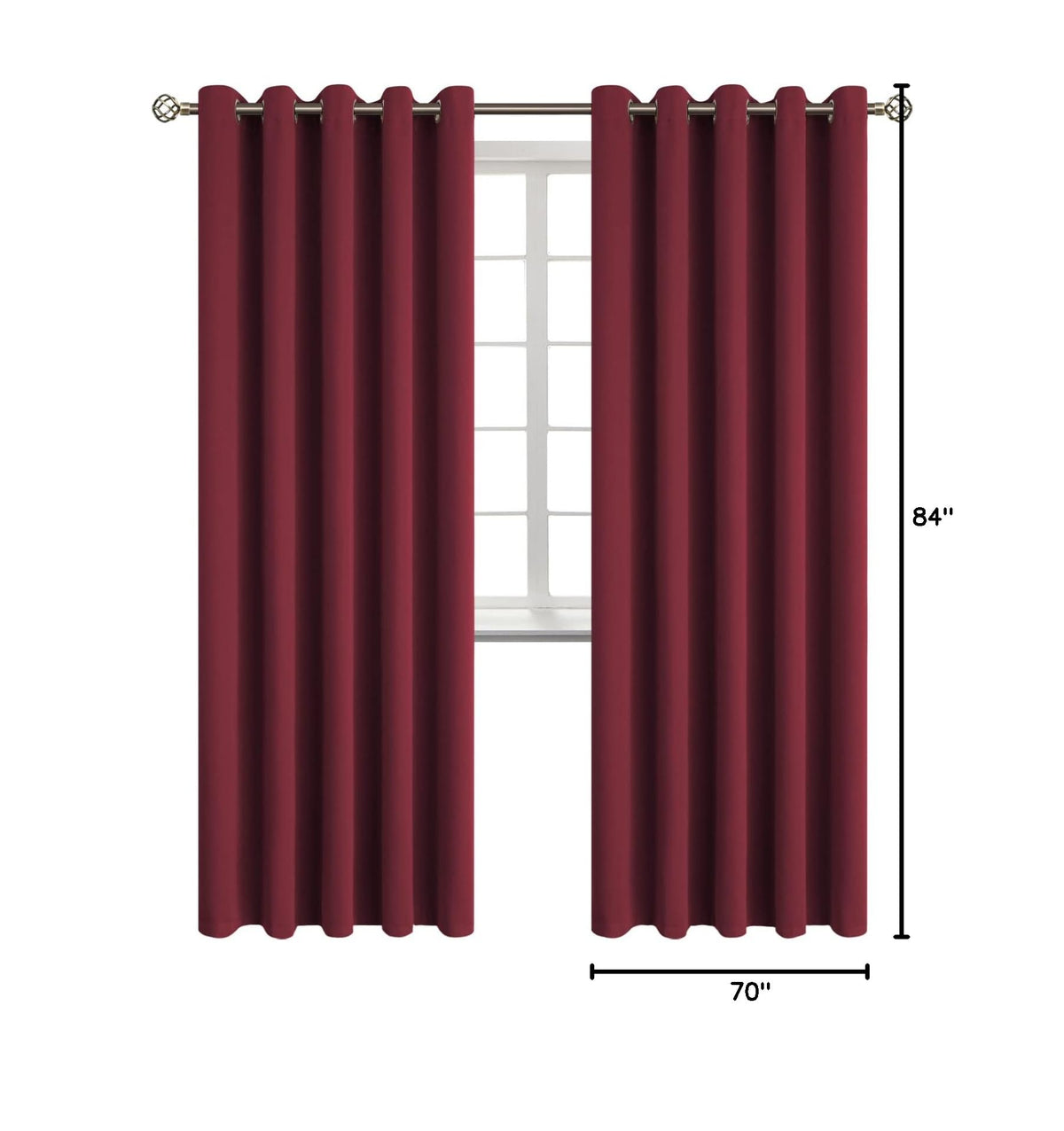 Burgundy Blackout Curtains for Living Room 84 Inch Long (Burgundy / 70"W x 84"L (Pack of 2))