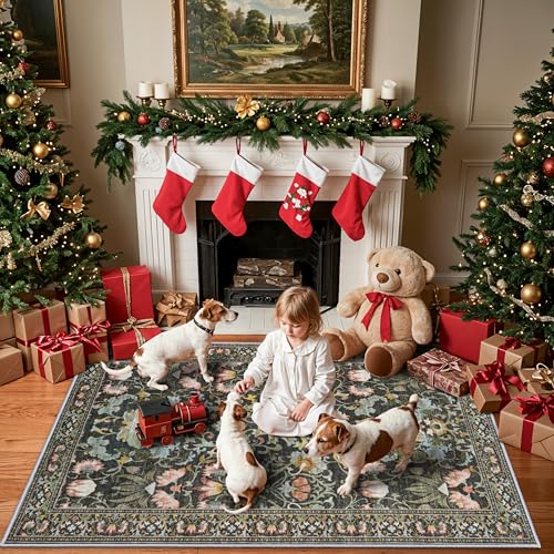 Washable 4x6 Bedroom Rug for Family (4' x 6' (Rectangular) / Green)
