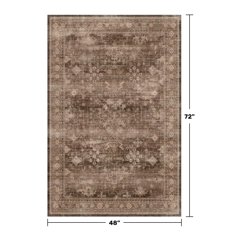 Boho Taupe Brown 4x6 Living Room Rug (4' x 6' (Rectangular) / Brown)