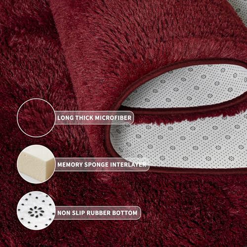 9x12 Fluffy Burgundy Area Rugs for Living Room Bedroom (Burgundy Red / 9' X 12' (Rectangular))