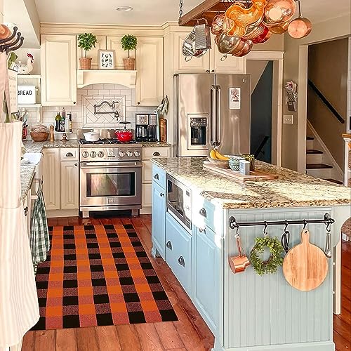 Buffalo Plaid Outdoor Rugs (3' x 5' (Rectangular) / Orange and Black Plaid)