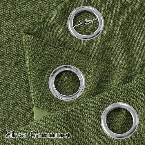 Faux Linen Froest Green Blackout Curtains 84 inches Long for Living Room (Linen Froest Green / 52"W x 84"L (Pack of 2))