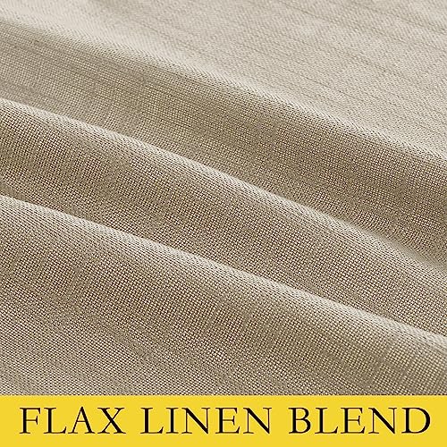Taupe 100% Blackout Linen Curtains 84 inch Long Burg (52"W x 84"L (Pack of 2) / Taupe)