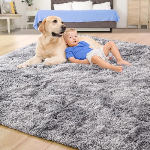 Area Rugs 9x12 for Living Room (Tie-dyed Light Grey / 9' X 12' (Rectangular))