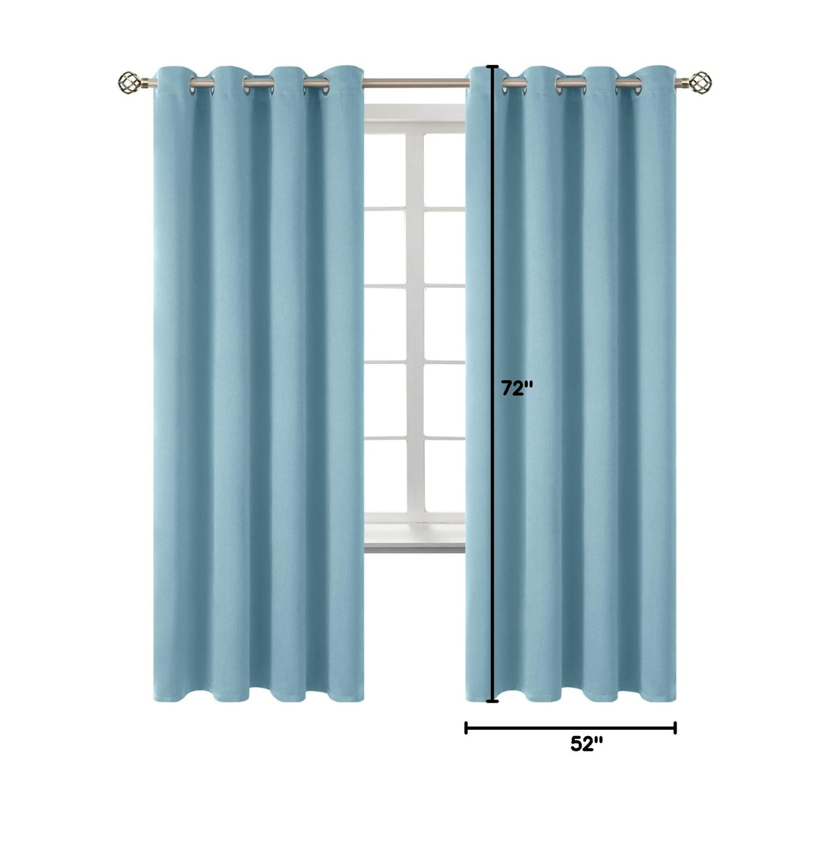 Greyish Blue Room Darkening Curtains 72 Inch for Bedroom (Greyish Blue / 52"W x 72"L (Pack of 2))