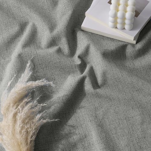 Grey 100% Blackout Linen Curtains 108 Inch Long for Bedroom (Grey / 52"W x 108"L (Pack of 2))