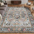 Washable Area Rug 8' x 10' Vintage Traditional Persian Mat (Slate and Multicolor / 8' x 10' (Rectangular))