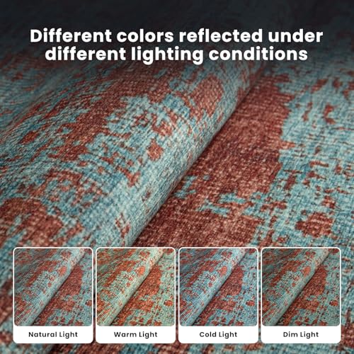 8x10 Washable Area Rugs for Living Room (8' x 10' (Rectangular) / Dark Blue-light Blue-red)