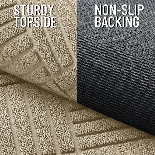 Front Door Mat Outside Entrance 33x21 (33" X 21" / Beige Diamond)