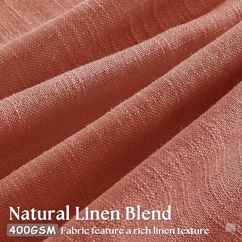 Firebrick Pleated Linen Curtains 96 Inches Long for Living Room 2 Panel Set (Firebrick / 40"W x 96"L (Pack of 2))