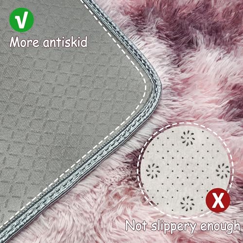 Tie Dyed Blush 2x6 Machine Washable Runner Rugs for Hallway Soft Fluffy Shaggy Bedside Rugs for Bedroom Living Room Indoor Floor Carpet for Kids Girls and Boys Nursery Rooms Home Decor Aesthetic (Tie-dyed Blush / 2' x 6' (Runner))