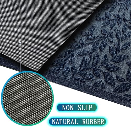Sturdy Front Entrance Doormats (1'5" x 2'6" (Rectangular) / Leaves Blue)