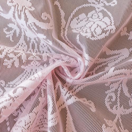 Pink Lace Curtains 63 Inch Length (59"W x 63"L (Pack of 2) / Pink)