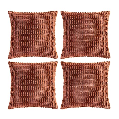 4 Packs Decorative Throw Pillow Covers for Living Room Couch Bed (22" x 22" (Pack of 4) / Rust)