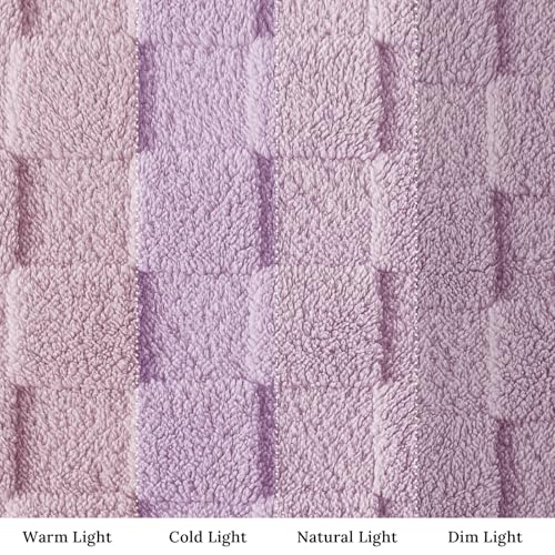 3D Checkered Fleece Throw Blanket for Couch (Light Purple / Throw (50"x60"))