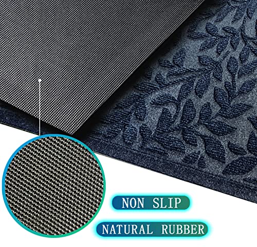Sturdy Front Entrance Doormats (1'11" x 2'11" (Rectangular) / Leaves Blue)