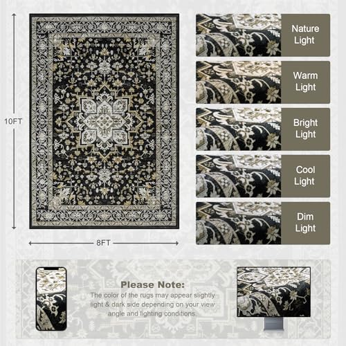 8x10 Area Rugs Living Room (Black Gold / 8' x 10' (Rectangular))