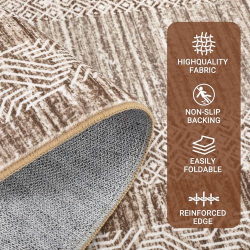 8x10 Large Washable Area Rug Solid Distressed Floor Carpet (Brown / 8' x 10' (Rectangular))