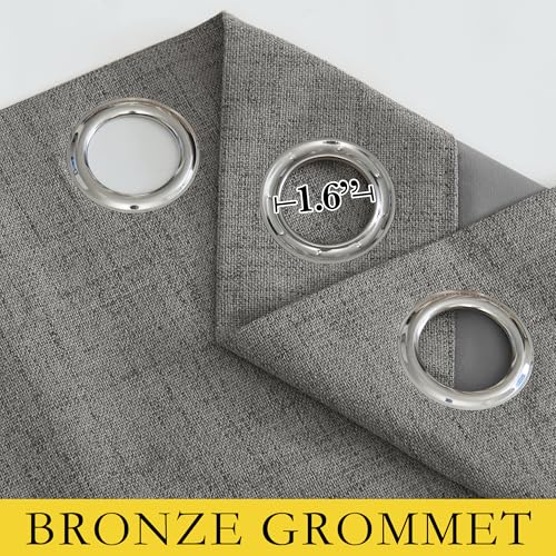 Grizzle Gray Vintage Linen 100% Blackout Curtains for Living Room (52"W x 90"L (Pack of 2) / Grizzle Gray)