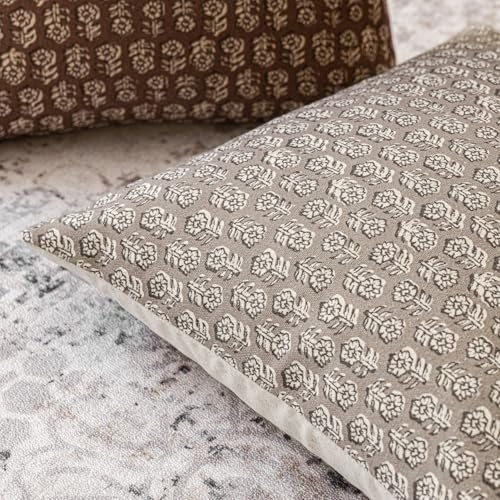 Decorative Floral Print Throw Pillow Covers 20×20 Inch (20" x 20" (Pack of 2) / Iced Coffee)