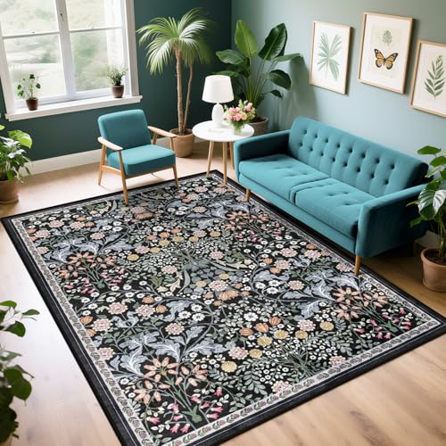 Area Rug Living Room (Dark Black / 5' x 7' (Rectangular))