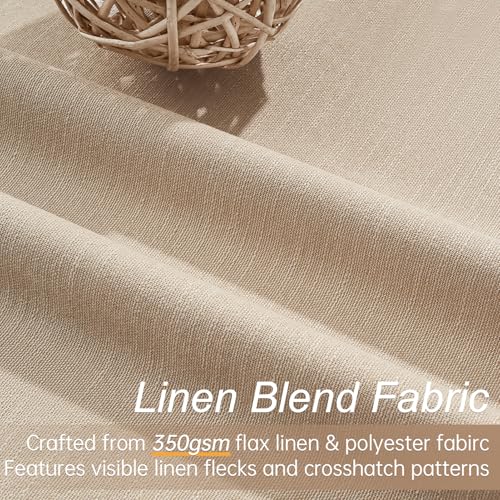 Blackout Linen Blend Curtains 84 inch Long 2 Panels (Tan / 52"W x 84"L (Pack of 2))