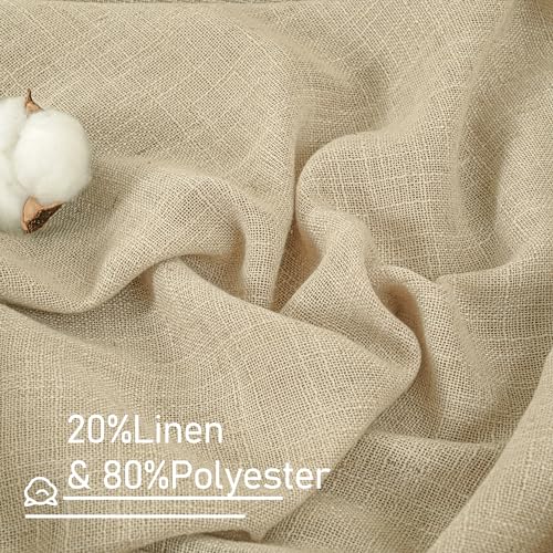 30 Inch Cafe Linen Curtains for Kitchen Window Over Silk 2 Panels (Linen / 34"W x 30"L (Pack of 2))