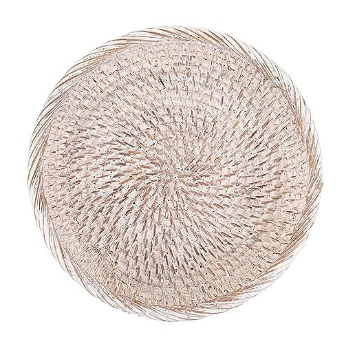 Small Key Basket Bowl for Entryway 7.6" Round Woven Wicker Basket (X-Small, 7.6" / Whitewash)
