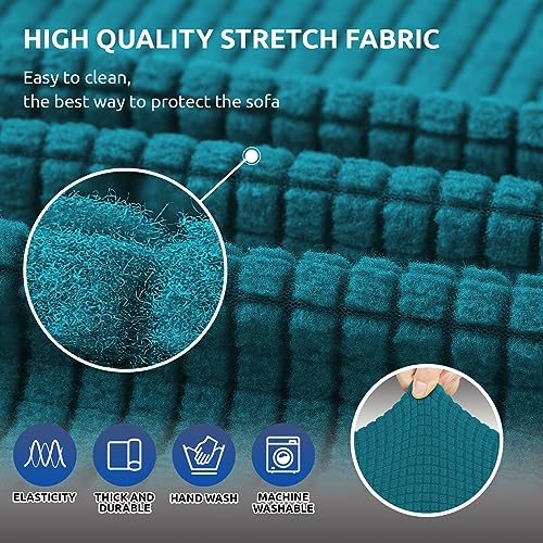 Stretch Couch Covers for Sofa (Peacock Blue / Large)