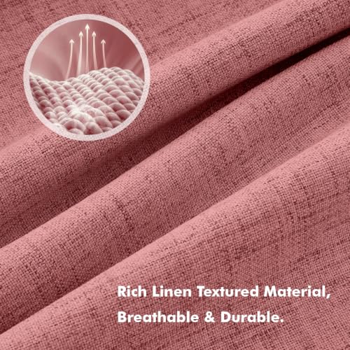 100% Blackout Linen Curtains 42 x 84 Inch Dusty Rose Pink 2 Panels (Dusty Rose / 42"W x 84"L (Pack of 2))