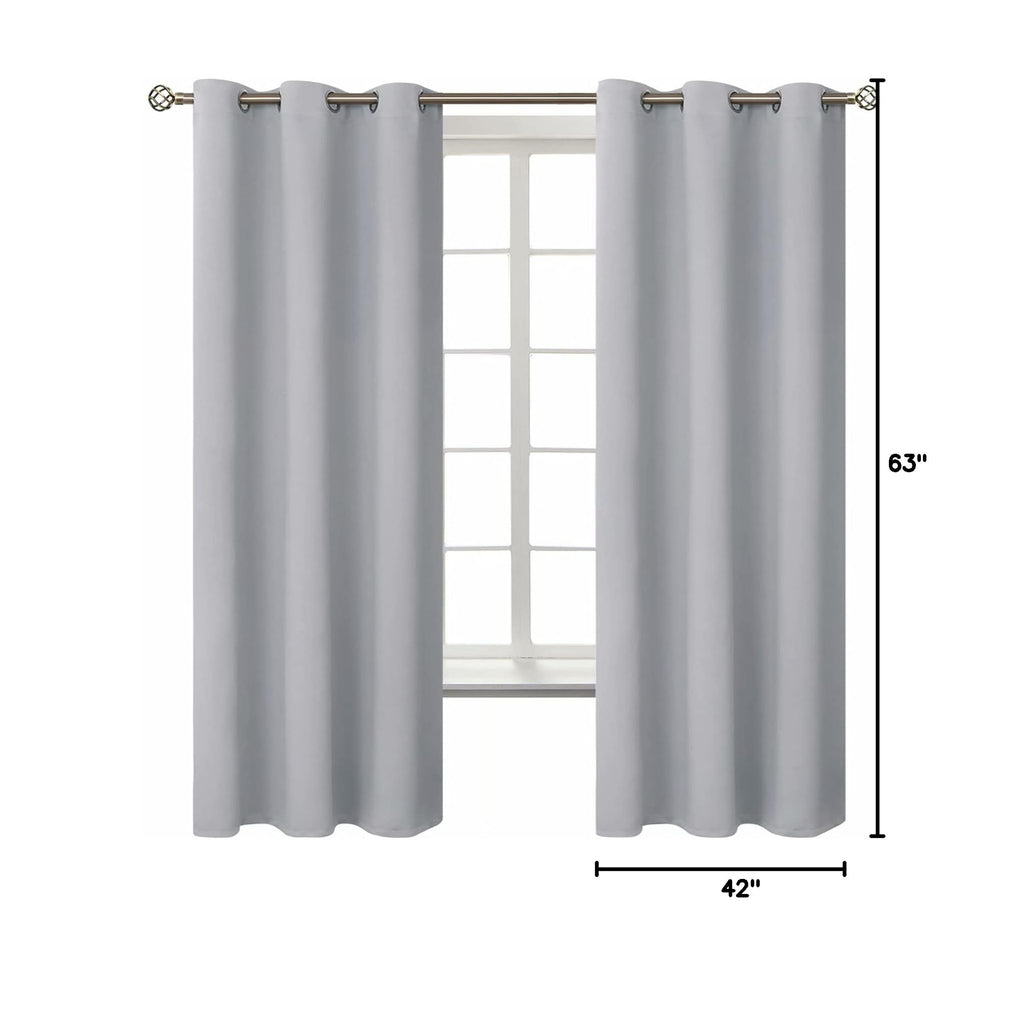 Light Grey Room Darkening Curtains 63 Inch for Bedroom (Light Grey / 42"W x 63"L (Pack of 2))