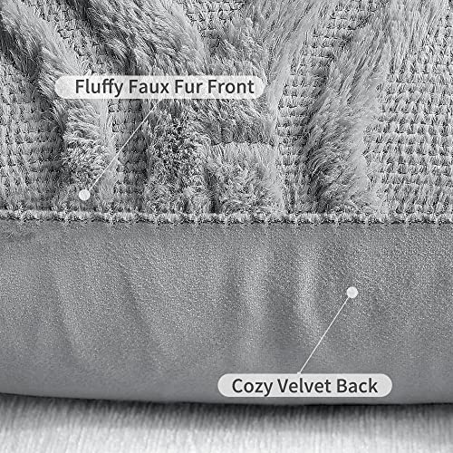 Faux Fur Plush Soft Grey Throw Pillow Covers 26x26 Set of 2 (26" x 26" (Pack of 2) / Grey)