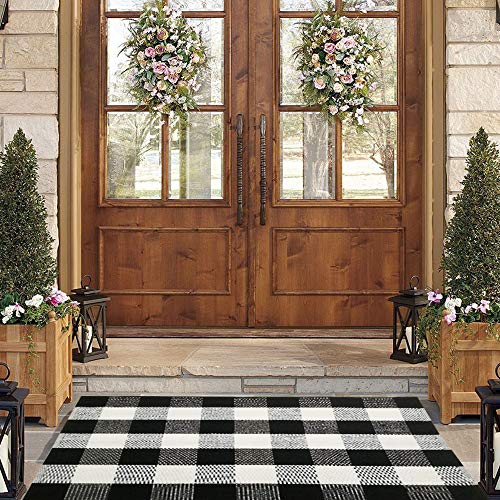 Buffalo Plaid Outdoor Rug (2'4" x 3'7" (Rectangular) / Black and White Plaid)