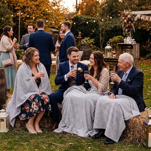 Flannel Throw Blankets Bulk Outdoor Wedding (Light Gray)