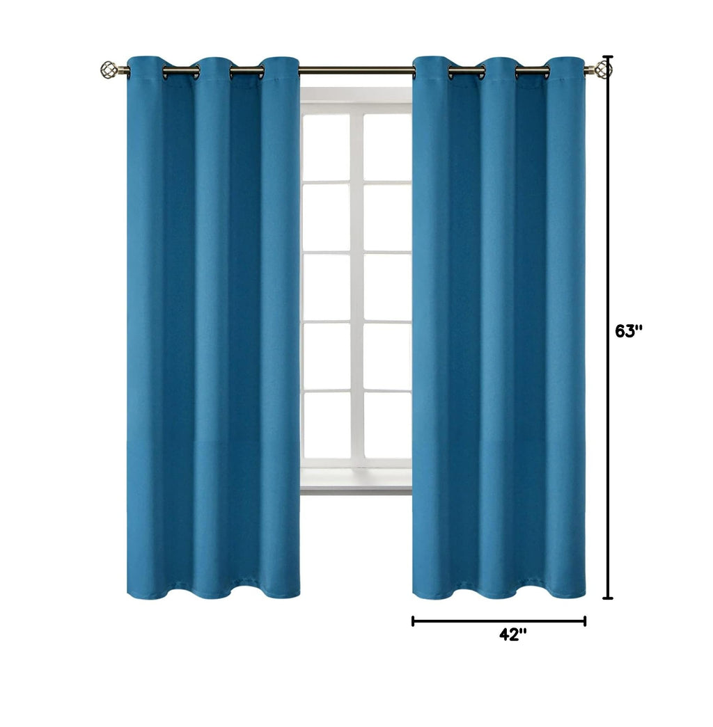 Steel Blue Blackout Curtains for Bedroom 63 Inch Long (Steel Blue / 42"W x 63"L (Pack of 2))