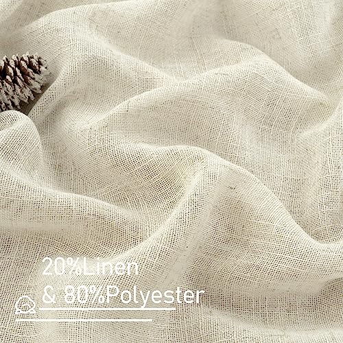 Short Window Linen Curtains for Bedroom 2 Panels (Natural / 34"W x 54"L (Pack of 2))