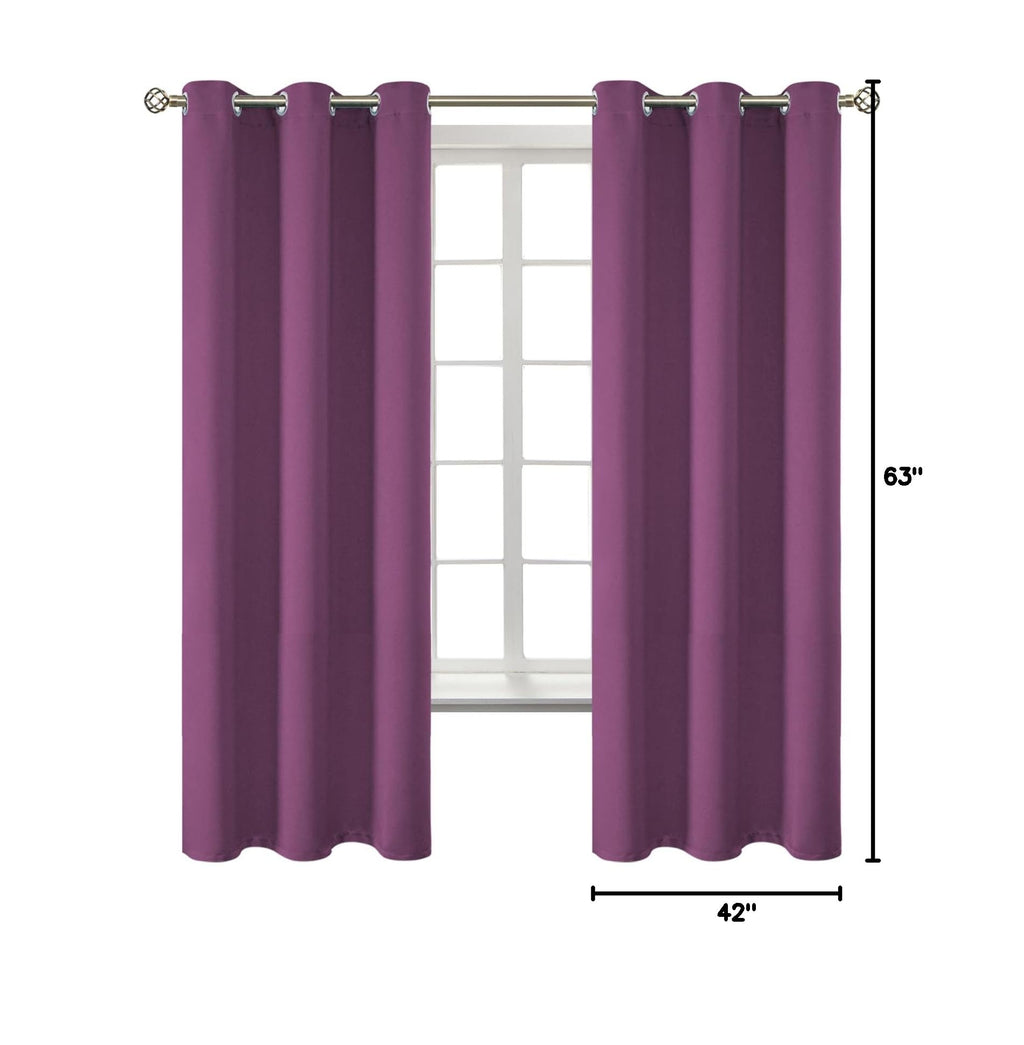 Eggplant Purple Blackout Curtains for Bedroom 63 Inch (Eggplant Purple / 42"W x 63"L (Pack of 2))